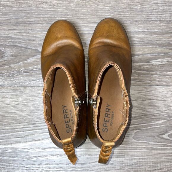 Sperry Juniper Bree Tan Leather Women’s Size 5.5M Side Zip Ankle Bootie - Picture 5 of 11